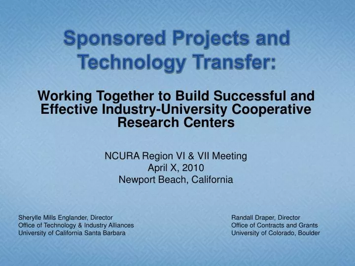 sponsored projects and technology transfer