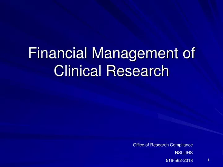 financial management of clinical research