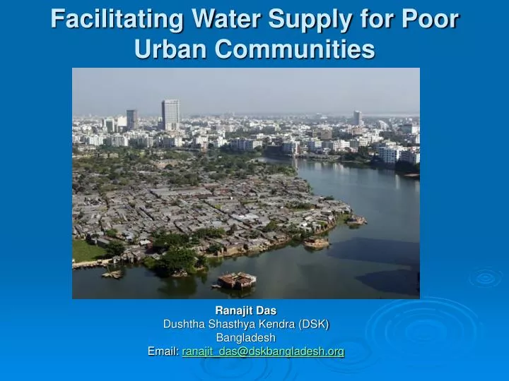 facilitating water supply for poor urban communities