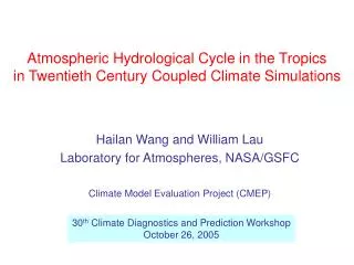 atmospheric hydrological cycle in the tropics in twentieth century coupled climate simulations