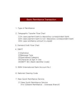 Basic Remittance Transaction