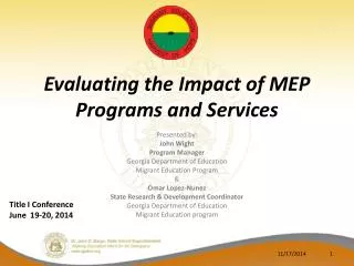 Evaluating the Impact of MEP Programs and Services