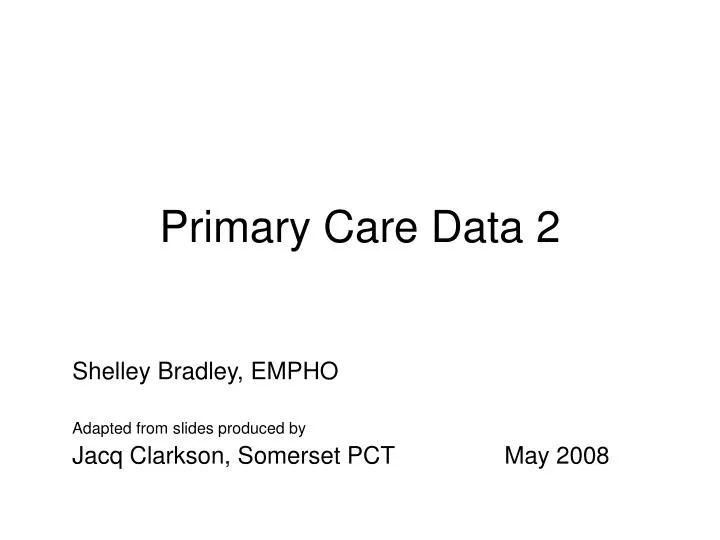 primary care data 2