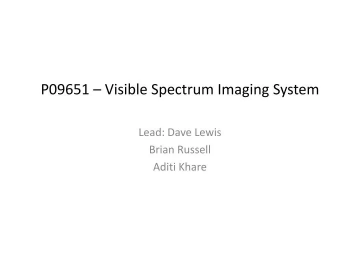 p09651 visible spectrum imaging system