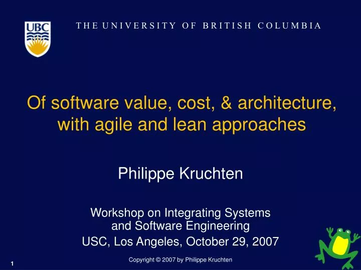 of software value cost architecture with agile and lean approaches