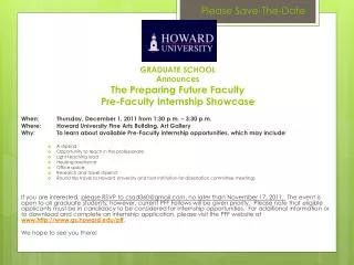 GRADUATE SCHOOL Announces The Preparing Future Faculty Pre-Faculty Internship Showcase