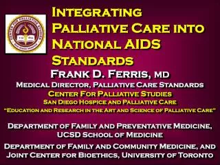 Integrating Palliative Care into National AIDS Standards