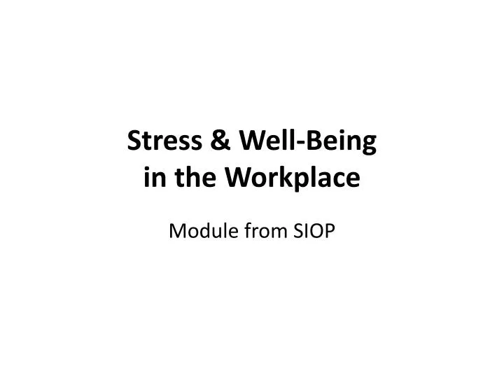 stress well being in the workplace