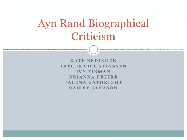 ayn rand biographical criticism