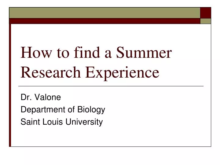 how to find a summer research experience