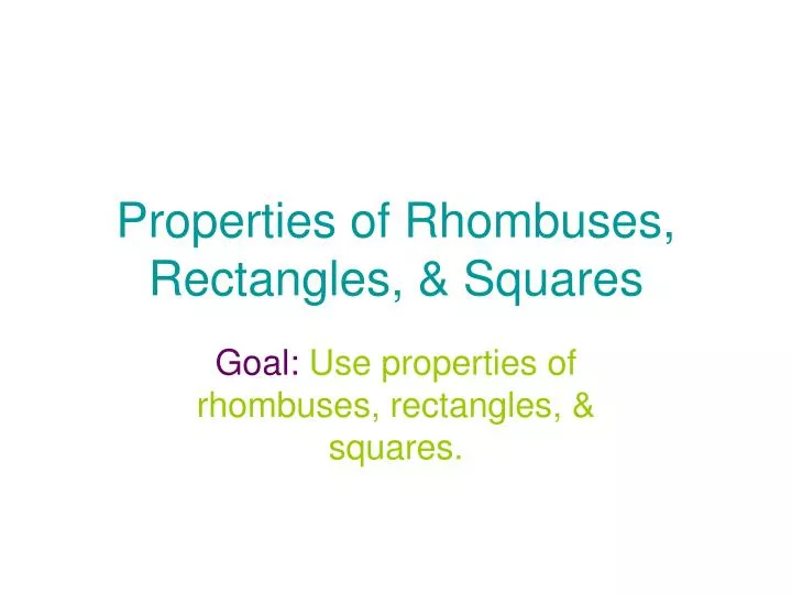 properties of rhombuses rectangles squares