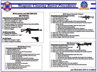 M60 Machine Gun Point weapon into clearing barrel for all steps.