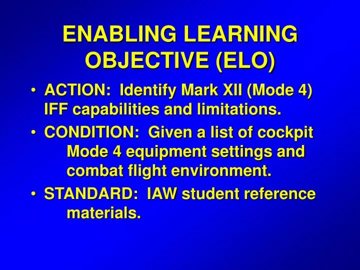 enabling learning objective elo