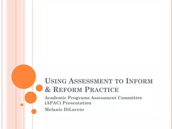 using assessment to inform reform practice