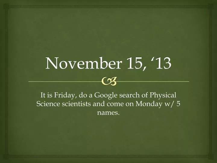 november 15 13