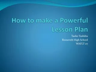 How to make a Powerful Lesson Plan
