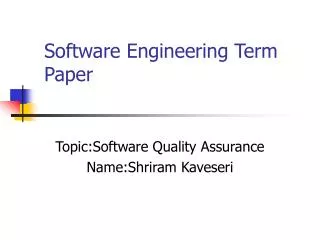 Software Engineering Term Paper