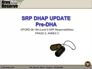 SRP DHAP UPDATE Pre-DHA