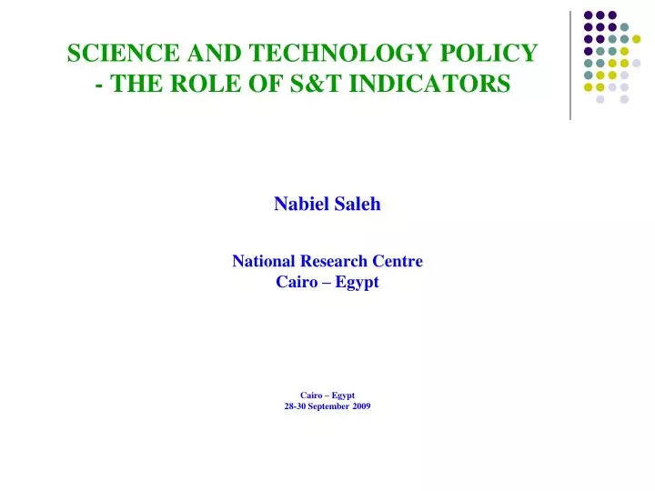 science and technology policy the role of s t indicators
