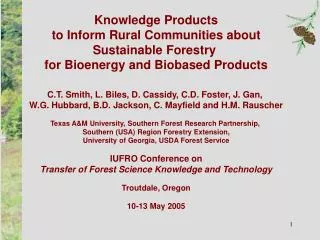 Knowledge Products to Inform Rural Communities about Sustainable Forestry