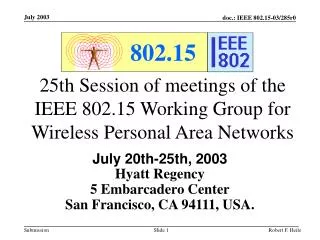 25th session of meetings of the ieee 802 15 working group for wireless personal area networks
