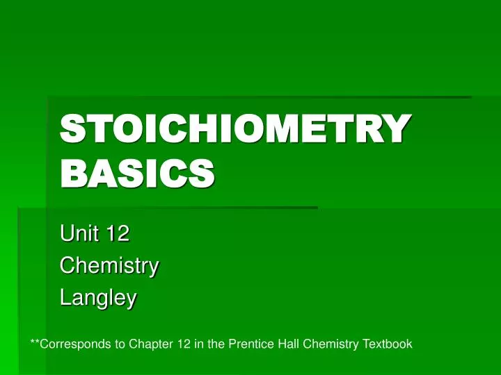stoichiometry basics
