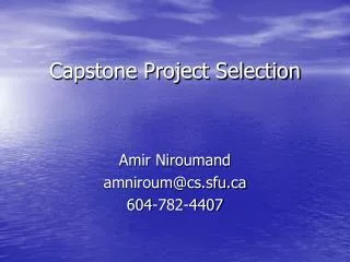 Capstone Project Selection