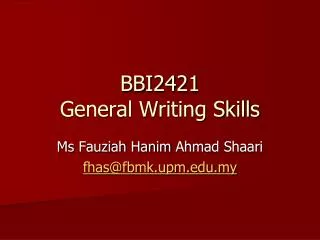 BBI2421 General Writing Skills