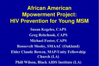 African American Mpowerment Project: HIV Prevention for Young MSM