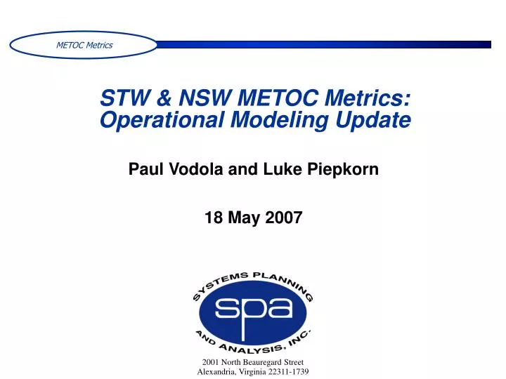 stw nsw metoc metrics operational modeling update