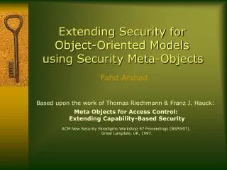 Extending Security for Object-Oriented Models using Security Meta-Objects