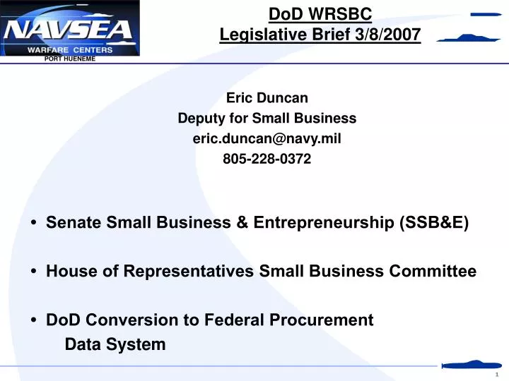 dod wrsbc legislative brief 3 8 2007