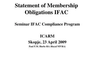Statement of Membership Obligations IFAC
