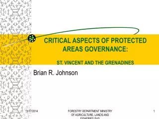 CRITICAL ASPECTS OF PROTECTED AREAS GOVERNANCE: ST. VINCENT AND THE GRENADINES