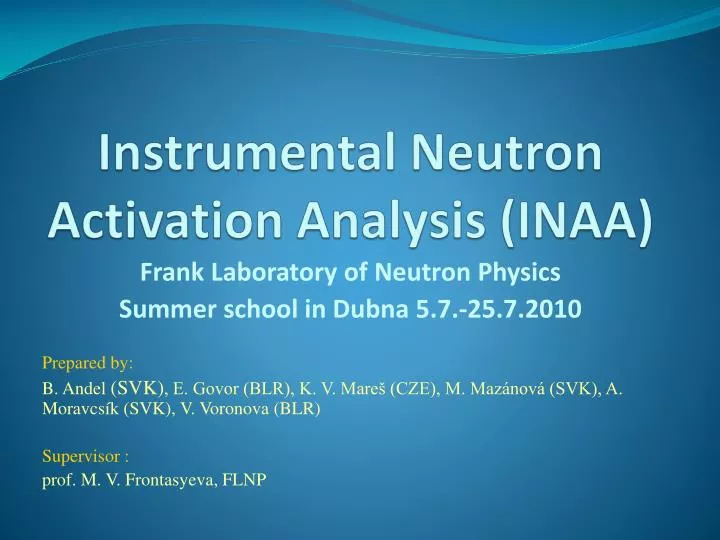 instrumental neutron activation analysis inaa