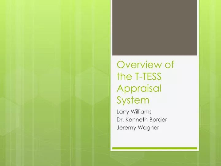 overview of the t tess appraisal system
