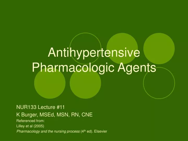 antihypertensive pharmacologic agents