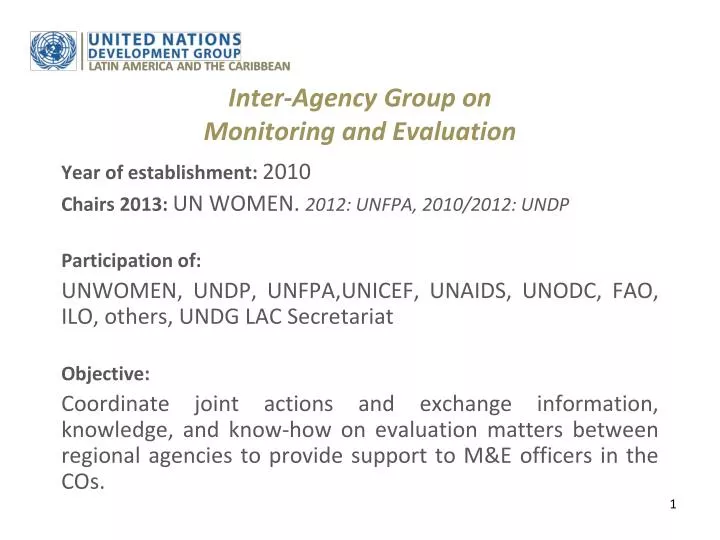 inter agency group on monitoring and evaluation