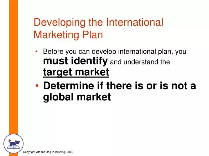 developing the international marketing plan