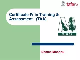Certificate IV in Training &amp; Assessment (TAA)