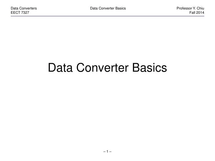 data converter basics