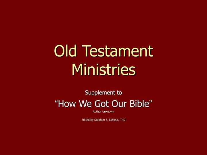 old testament ministries