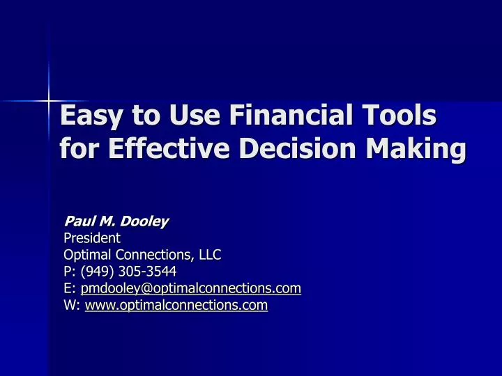 easy to use financial tools for effective decision making