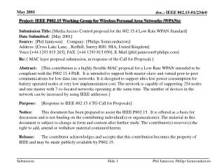 Project: IEEE P802.15 Working Group for Wireless Personal Area Networks (WPANs)