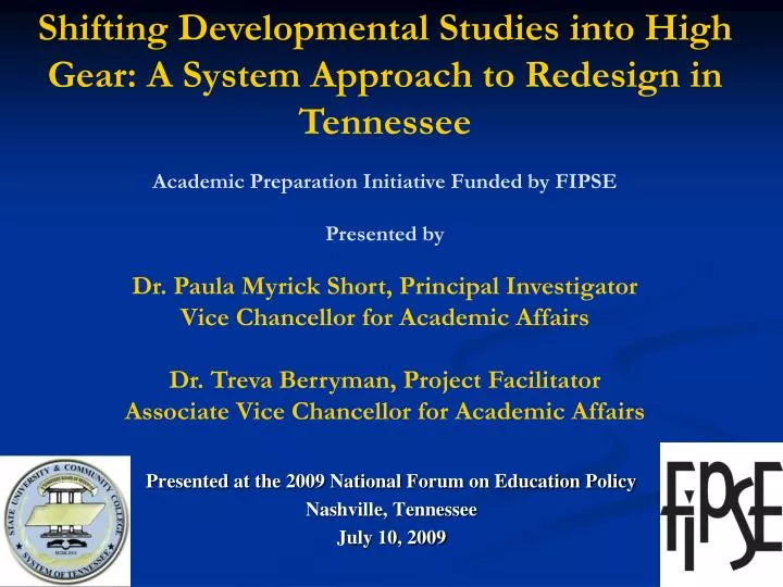 presented at the 2009 national forum on education policy nashville tennessee july 10 2009