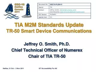 TIA M2M Standards Update TR-50 Smart Device Communications