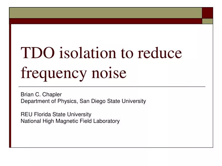 tdo isolation to reduce frequency noise