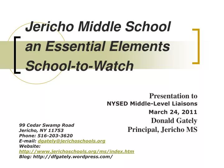 jericho middle school an essential elements school to watch