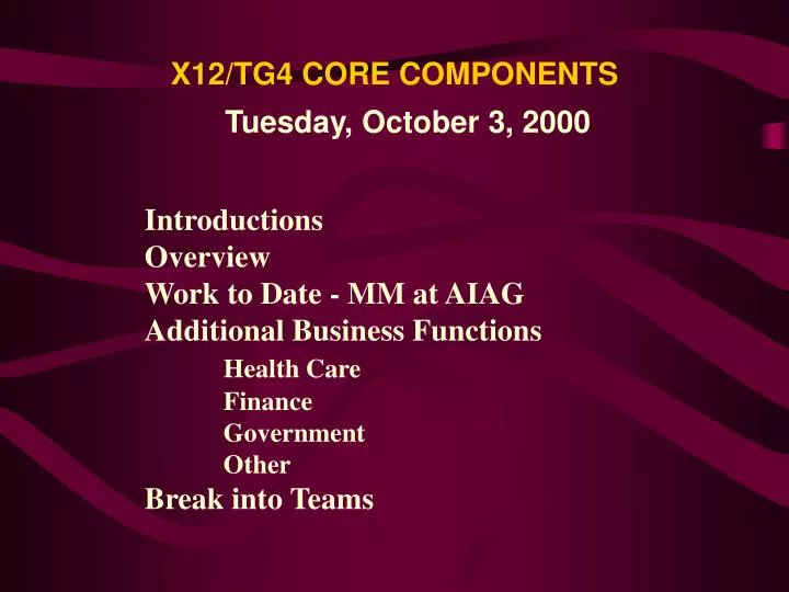 x12 tg4 core components