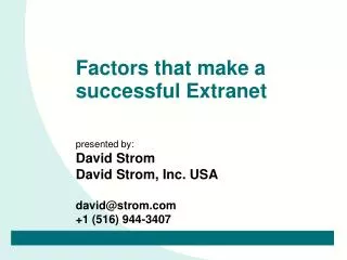 Factors that make a successful Extranet